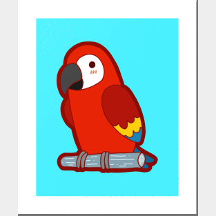 Cute Parrot - Red Posters and Art